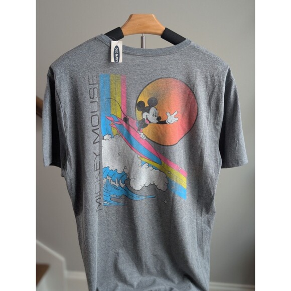 Disney Old Navy Mickey Mouse Surfing T Shirt Adult Large Gray New With Tags - Picture 12 of 16